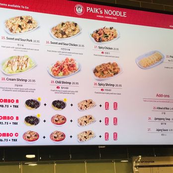 Paik's Noodle - Menu - Korean Near Me - Las Vegas, Nevada Paik's Noodle - Menu - Korean Near Me - Las Vegas, Nevada