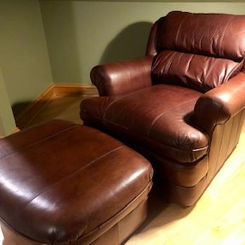 Fibrenew Roanoke - This chair and ottoman  were faded and scratched, but now they look awesome! - Furniture Repair Near Me