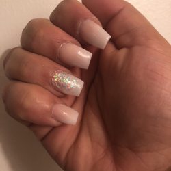 Allure Salon - Baby boomer coffin style with some glitter accent.