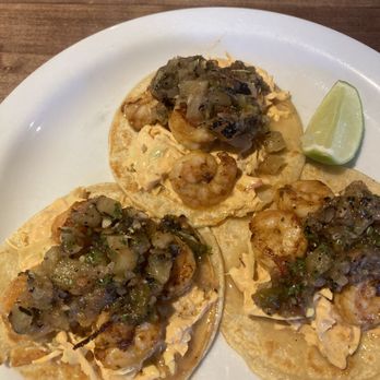The Refuge - Shrimp tacos.  I don't recommend this.  Plating was the first turn off. - Burgers Near Me - San Mateo, California