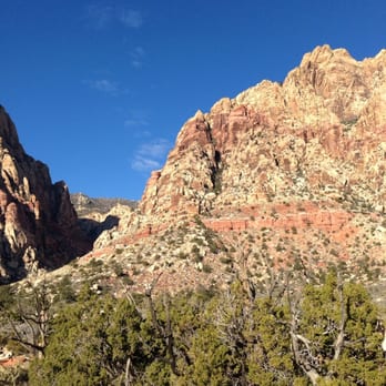 First Creek Trail - Destination is pointy peak almost in the center of the picture. - Hiking Near Me - Las Vegas, Nevada
