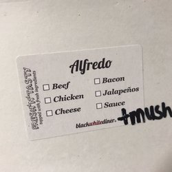 Black & White Diner - Alfredo add-ons! They need broccoli!