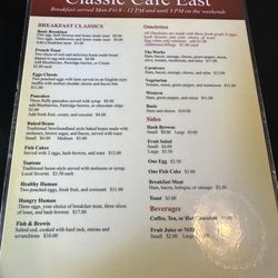 Classic Cafe East - Menu