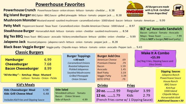 Menu photo 2 Powerhouse Burger Pilot Point, TX
