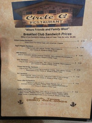 Menu photo 2 Circle G Restaurant Poth, TX