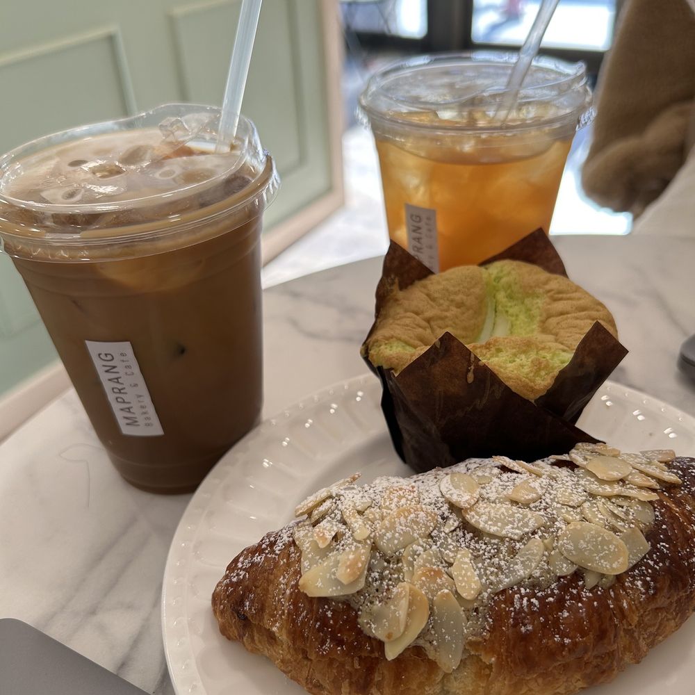 Maprang Bakery & Cafe - Almond croissant & Coconut chiffon - Desserts Near Me - Somerville, Massachusetts Maprang Bakery & Cafe - Almond croissant & Coconut chiffon - Desserts Near Me - Somerville, Massachusetts