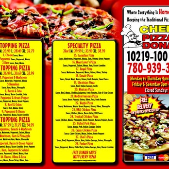 Chef's Pizza & Donair - menu - Pizza Near Me - Morinville, Alberta Chef's Pizza & Donair - menu - Pizza Near Me - Morinville, Alberta