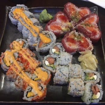 Oishii - Clockwise: Sweetheart roll, Philadelphia roll, Spicy Mango Shrimp roll, Spicy Tuna & Banana Tempura roll - Sushi Bars Near Me - Jacksonville, Florida Oishii - Clockwise: Sweetheart roll, Philadelphia roll, Spicy Mango Shrimp roll, Spicy Tuna & Banana Tempura roll - Sushi Bars Near Me - Jacksonville, Florida