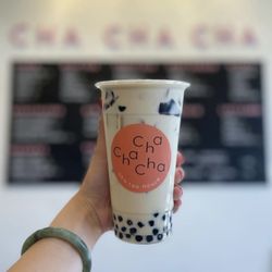 Jasmine Milk Tea with boba and grass jelly