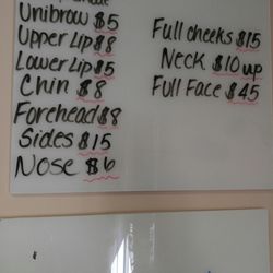 Dimple Threading Salon - First time I actually saw the price list...LOL