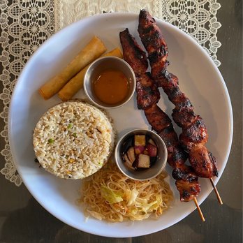 CARiN de RiA - Weekday Lunch Special: pork skewers. - Filipino Near Me - Encinitas, California CARiN de RiA - Weekday Lunch Special: pork skewers. - Filipino Near Me - Encinitas, California