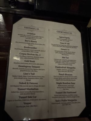 Menu photo 1 Tunnel Bar Northampton, MA Menu photo 1 Tunnel Bar Northampton, MA
