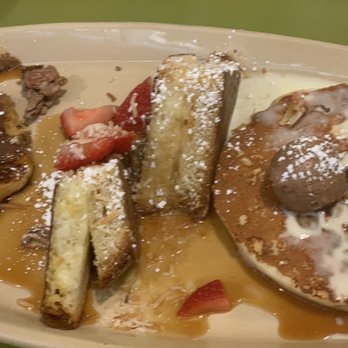 Snooze, an A.M. Eatery - Pancake flight (pumpkin, French toast, and pineapple upside down. - Breakfast & Brunch Near Me - Phoenix, Arizona Snooze, an A.M. Eatery - Pancake flight (pumpkin, French toast, and pineapple upside down. - Breakfast & Brunch Near Me - Phoenix, Arizona