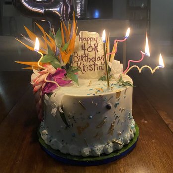 Cakes By Sandi - Lilikoi Birthday Cake with fresh tropical flowers - Bakeries Near Me Cakes By Sandi - Lilikoi Birthday Cake with fresh tropical flowers - Bakeries Near Me