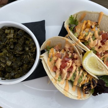 Down Under Restaurant - Fresh grilled shrimp tacos and collard greens. - Seafood Near Me - Fernandina Beach, Florida