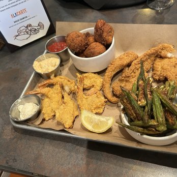 Tricky Fish - Shrimp & Catfish Platter with Side Okra and Side Hushpuppies. - Seafood Near Me - Frisco, Texas Tricky Fish - Shrimp & Catfish Platter with Side Okra and Side Hushpuppies. - Seafood Near Me - Frisco, Texas