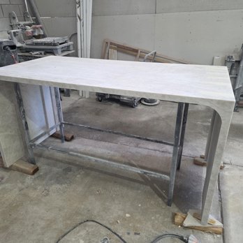 Measure Twice Stone Tile - Preparation of island countertop with two side waterfall - Countertop Installation Near Me - Palmdale , California Measure Twice Stone Tile - Preparation of island countertop with two side waterfall - Countertop Installation Near Me - Palmdale , California