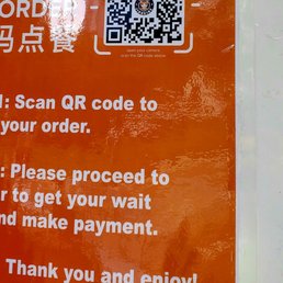 QR code to order from Chowbus. This seems to be the preferred way of ordering rather than waiting in line