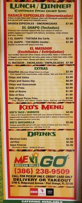 Menu photo 2 MexiGo Mexican Grille Port Orange, FL
