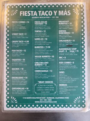 Menu photo 3 Fiesta Taco Y Más Burbank, CA Menu photo 3 Fiesta Taco Y Más Burbank, CA