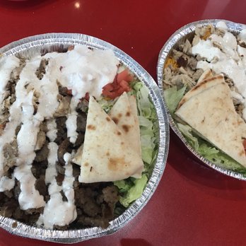 The Halal Guys - L to R: Combo Platter & Chicken Platter - Halal Near Me - Tustin, California The Halal Guys - L to R: Combo Platter & Chicken Platter - Halal Near Me - Tustin, California