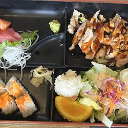 Ninja Sushi - Combination A with Sashimi, Teriyaki Chicken, and California roll