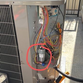 Service Champions - The broken capacitor in my outdoor heat pump on the ground - Heating & Air Conditioning/HVAC Near Me - San Jose, California Service Champions - The broken capacitor in my outdoor heat pump on the ground - Heating & Air Conditioning/HVAC Near Me - San Jose, California