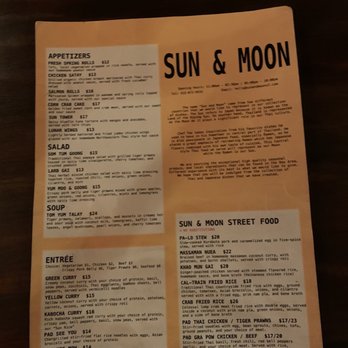 Sun and Moon - Menu - Thai Near Me - San Francisco, California