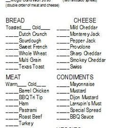 Capay's Harvest - Sandwich order form.  Great sandwiches!