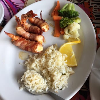 Restaurant Rio Grande - Camarones a la momia (large shrimp with a little cheese, wrapped in bacon).  Wonderful!  We ate two before I snapped the photo. - Seafood Near Me - Puerto Vallarta, JAL