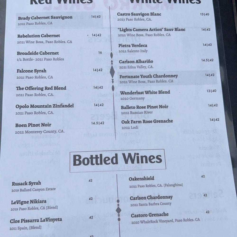 Morro Grill - Drink menu - American Near Me - Morro Bay, California