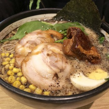 Santa Ramen - Stewed Pork Belly Ramen (Garlic Pork) - one of the pieces of pork belly is missing because we ate it before taking the picture - Ramen Near Me - San Mateo, California Santa Ramen - Stewed Pork Belly Ramen (Garlic Pork) - one of the pieces of pork belly is missing because we ate it before taking the picture - Ramen Near Me - San Mateo, California
