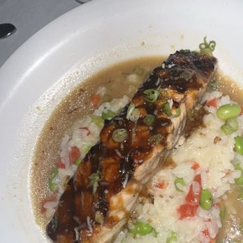 Firefly - Salmon with coconut rice - Steakhouses Near Me - Panama City Beach, Florida Firefly - Salmon with coconut rice - Steakhouses Near Me - Panama City Beach, Florida