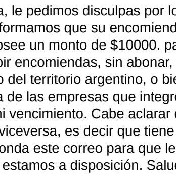 Vía Cargo - Aca respuesta en Agosto cuando paquete salió en Marzo. - Couriers & Delivery Services Near Me - Buenos Aires, C