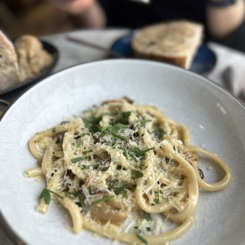 The Shipwright's Daughter - mushroom bucatini - Seafood Near Me - Mystic, Connecticut The Shipwright's Daughter - mushroom bucatini - Seafood Near Me - Mystic, Connecticut