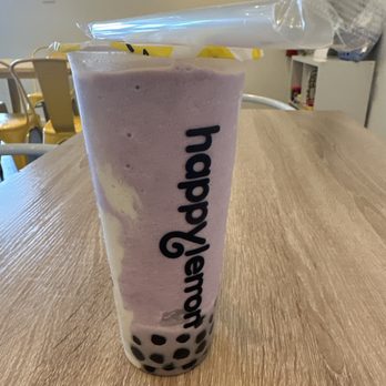 Happy Lemon - D6. Ube Milk Tea with Taro Puff Cream & Boba - Bubble Tea Near Me - Fort Worth, Texas
