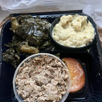 Henry's Soul Cafe - Chitterlings, potato salad, and collard greens. Another pic of what was left over after fixing myself a plate. - Southern Near Me - Washington, DC, District of Columbia