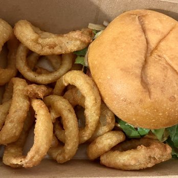Valley Fresh - Veggie Burger with Onion Rings - American Near Me - West Orange, New Jersey Valley Fresh - Veggie Burger with Onion Rings - American Near Me - West Orange, New Jersey