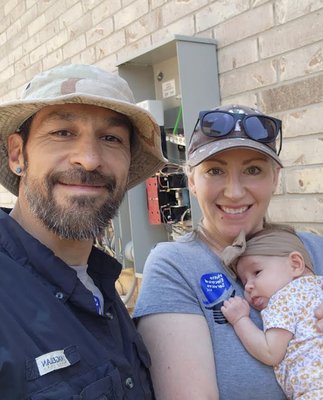 Meet the Owners! - Our Master Electrician, Joey Garcia, has over 20 years experience as an electrician. He is also an Air Force veteran!
Our Journeyman Electrician, Elis Gorenz has 7 years experience as an electrician and an MBA.
Elisa, is our Boss Baby who's ready to grow up and follow in mom and dad's footsteps!
We have a team of well experienced and professional electricians ready to get to work on your next project. Call us today! Meet the Owners! - Our Master Electrician, Joey Garcia, has over 20 years experience as an electrician. He is also an Air Force veteran!
Our Journeyman Electrician, Elis Gorenz has 7 years experience as an electrician and an MBA.
Elisa, is our Boss Baby who's ready to grow up and follow in mom and dad's footsteps!
We have a team of well experienced and professional electricians ready to get to work on your next project. Call us today!