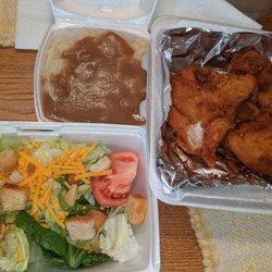 Blueberry Hill Pancake House and Restaurant - Broasted chicken salad mashed potatoes and brown gravy