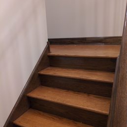This is the finished stairwell, note the two-tone staining.