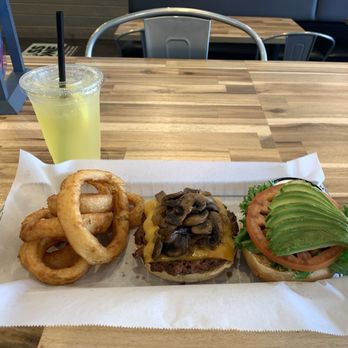 Burger Boss - Original BOSS Burger with toppings, Onion Rings, Mango lemonade - Burgers Near Me - Mission Viejo, California Burger Boss - Original BOSS Burger with toppings, Onion Rings, Mango lemonade - Burgers Near Me - Mission Viejo, California