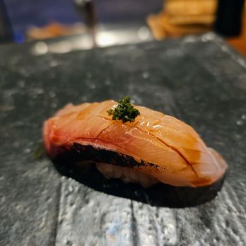 Iki Sekai - 7th- Sawara/Spanish Mackerel- Herb puree. Interesting mix that worked - Sushi Bars Near Me - New York, New York Iki Sekai - 7th- Sawara/Spanish Mackerel- Herb puree. Interesting mix that worked - Sushi Bars Near Me - New York, New York
