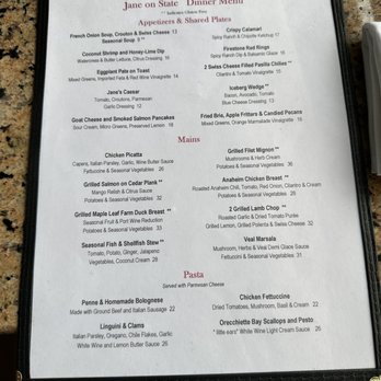 Jane - Recent menu as of 3/16/23 - New American Near Me - Santa Barbara, California