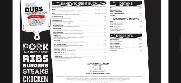 Menu photo 1 Dub's High on the Hog BBQ and Grill Calhoun, GA Menu photo 1 Dub's High on the Hog BBQ and Grill Calhoun, GA