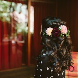 Beauty By M - My bridal hair with a floral hair comb! photo by The DeLauras