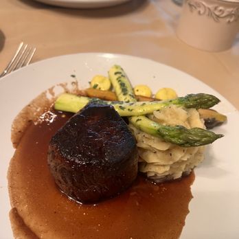 Paris 7th - Filet D' Angus Noir - perfectly prepared with sides that make the dish sing - French Near Me - Fort Worth, Texas