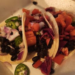 Taco Tues (sos) corn tortilla fell apart, had to use a fork