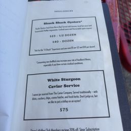 Menu as of August 2025. Oysters are from Morro Bay and delicious!