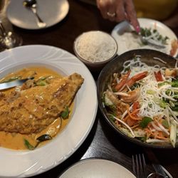 Red curry red snapper and shrimp vermicelli